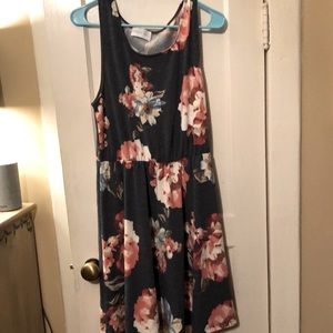 Grey floral summer dress